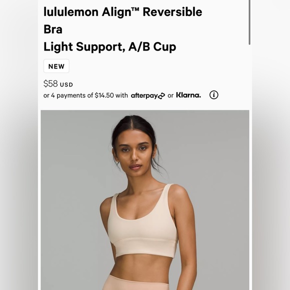 lululemon Align Reversible Bra Light Support, A/B Cup - Picture 1 of 4